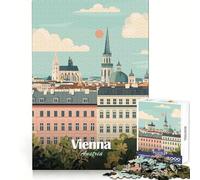Ilustración de Paisaje Urbano de Viena, Austria Rompecabezas de 1000 Piezas para Adultos Entrenamiento Mental Pasatiempo Relajante Corte láser Regalo significativo (38x26cm)