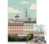 Ilustración de Paisaje Urbano de Viena, Austria Rompecabezas de 1000 Piezas para Adultos Mejora la Memoria Pasatiempo Tranquilo Corte de Calidad Bonito Regalo (50x75cm)