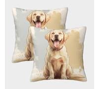 Ilustración de Perro Feliz Fundas Cojines para Sofá 2 Piezas Available All Seasons Funda De Almohada Confortable Square Throw Cojín Cama Hogar Coche 40x40cm