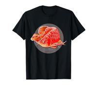 Ilustración de pez Arowana en un círculo Gris Camiseta