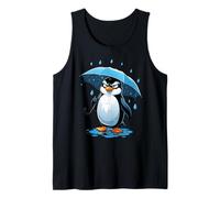 Ilustración de Pingüino con Paraguas bajo la Lluvia Camiseta sin Mangas