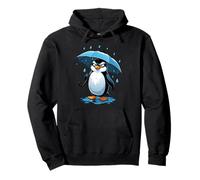 Ilustración de Pingüino con Paraguas bajo la Lluvia Sudadera con Capucha