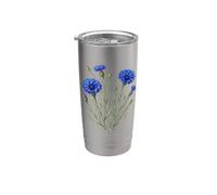 Ilustración de planta de aciano Centaurea cyanus Vaso térmico de acero inoxidable de doble pared