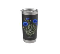 Ilustración de planta de aciano Centaurea cyanus Vaso térmico de acero inoxidable de doble pared