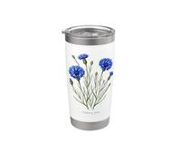 Ilustración de planta de aciano Centaurea cyanus Vaso térmico de acero inoxidable de doble pared