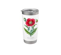 Ilustración de planta de amapola Papaver somniferum Vaso térmico de acero inoxidable de doble pared