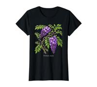 Ilustración de Planta de glicina China Wisteria sinensis Camiseta gráfica económica, Mujer, Negro, XS