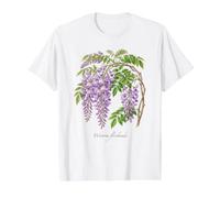 Ilustración de Planta de glicina Japonesa Wisteria floribunda Camiseta gráfica económica, Hombre, Blanco, S