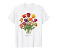Ilustración de Planta de tulipán Tulipa gesneriana Camiseta gráfica económica, Hombre, Blanco, M