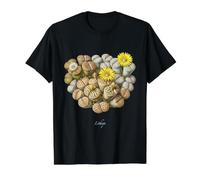 Ilustración de Plantas Living Stones Lithops Camiseta gráfica económica, Hombre, Negro, S