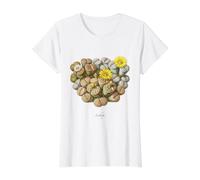 Ilustración de Plantas Living Stones Lithops Camiseta gráfica económica, Mujer, Blanco, XS