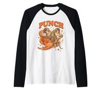 Ilustración de ponche de Mono bebé y Amigos Camiseta Manga Raglan
