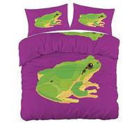 Ilustración de Rana Funda Nórdica Cama 105 Juego, Reversible Microfibra Juegos Cama Estilo Animal de Moda Funda Edredon 180×220 y 2 Fundas 50x75, con Cremallera, Apto Hombres y Mujeres KF712