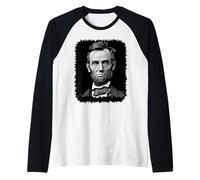 Ilustración de Retrato del Presidente Abraham Lincoln Abe Lincoln Camiseta Manga Raglan