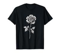 Ilustración de rosa blanca y negra vintage Camiseta