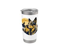 Ilustración de silueta de luna de perro ganado australiano Vaso térmico de acero inoxidable de doble pared