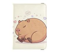 Ilustración de un capibaras dormido de cuero para pasaporte, para viajes, seguro, oculto, dinero y tarjetero, para hombres, accesorios de viaje