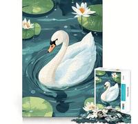 Ilustración de un Cisne en un Estanque de nenúfares Rompecabezas de 1000 Piezas para Adolescentes Juguete Que desafía la Mente Pasatiempo Relajante Corte preciso Un Bonito Regalo 50x75cm