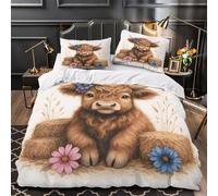 Ilustración de un lindo ternero Funda de Edredón Cierre de Juego de 3 Piezas Impresión 3D incluye Fundas de Almohada Antialérgica Animal de acuarela Funda Edredon for Adolescentes King（220x240cm）