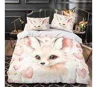 Ilustración de un lindo zorro Funda de Edredón Juego de 3 Piezas Suave Diseño 3D Cremallera Oculta incluye Fundas de Almohada Lavables acuarela Animal Funda Edredon for Adultos Single（135x200cm）