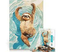 Ilustración de un Perezoso Nadando en el Agua Rompecabezas de 1000 Piezas para Adultos Regalo Ideal para ejercitar la Mente Juguete para Relajarse Arte para armar Regalo Memorable 50x75cm