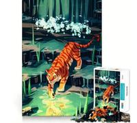 Ilustración de un Tigre en la Jungla Rompecabezas de 1000 Piezas para Adultos Juguete para estimular la lógica y Fortalecer los Lazos afectivos Regalo de Primera Calidad 50x75cm