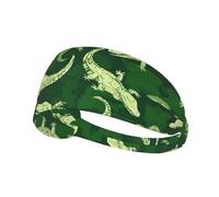 Ilustración de una diadema deportiva elástica con estampado de cocodrilo: banda elástica para correr, gimnasio, ciclismo, yoga, fitness y viajes