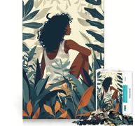 Ilustración de una Mujer en la Naturaleza Rompecabezas para Adultos de 1000 Piezas Juego para estimular la Mente Diseño Ajustado sin Huecos Regalo de cumpleaños Juguete para ejercitar la Mente
