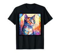 Ilustración de Vidrio Americano de Pelo Corto Gato mamá papá Camiseta