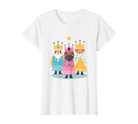 Ilustración del Día de los Reyes de los Tres Reyes Magos - Arte Cultural de la Epi Camiseta gráfica económica, Mujer, Blanco, XL