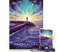 Ilustración del Faro de Sunderland al Atardecer Rompecabezas de 1000 Piezas para Adolescentes Rompecabezas de lógica sólida Juguete Relajante y Divertido Corte de precisión Artículo de Santa Claus