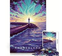 Ilustración del Faro de Sunderland al Atardecer Rompecabezas de 1000 Piezas para Adultos Regalo Ideal para ejercitar la Mente Juguete Divertido y silencioso Diseño para armar 38x26cm