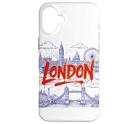 Ilustración del Paisaje Urbano de Londres con Texto Pintado Carcasa para iPhone 16 Plus