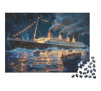 Ilustración del Rescate Nocturno del Titanic. El Titanic a Color en una Noche de tormenta. Rompecabezas de 1000 Piezas para Adultos. El desafío Imposible. Regalo Divertido. 70x50cm/1000 Piezas.