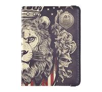 Ilustración del Rey León Cartera de pasaporte de viaje con ranura para tarjeta de vacunación Funda de cuero para pasaporte Organizador de documentos de viaje Protector, Ilustración del Rey León, Talla