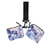 Ilustración digital abstracta de hongos azul, rosa y blanco, monedero para mujer, tarjetero, pequeño, desmontable, protector de tarjeta de identidad con correa de muñeca para damas, 2 paquetes, Setas