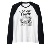 Ilustración Divertida de Actitud de Gato I Do What I Want Camiseta Manga Raglan