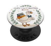 Ilustración Divertida de la Lectura del Ganso Oops Otro Libro PopSockets PopGrip Adhesivo