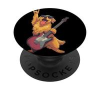 Ilustración Divertida del Guitarrista del Perro de Rock Golden Retriever PopSockets PopGrip Adhesivo