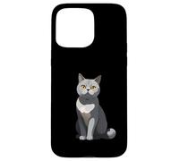 Ilustración estilizada de gato British Shorthair Carcasa para iPhone 15 Pro Max