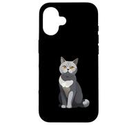 Ilustración estilizada de gato British Shorthair Carcasa para iPhone 16