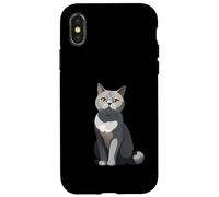 Ilustración estilizada de gato British Shorthair Carcasa para iPhone X/XS