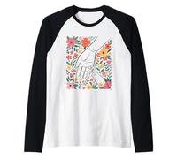 Ilustración Floral de Madre e Hijo en Momentos Tiernos Camiseta Manga Raglan