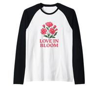 Ilustración Floral de San Valentín de Flores de Amor Camiseta Manga Raglan