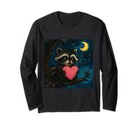 Ilustración gráfica de panda de basura con corazón Manga Larga