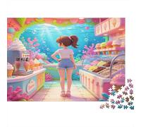 Ilustración Heladería de Caricatura Puzzle de 1000 Piezas Papel para Adultos Fantasía Submarina Juego en Familia Decoración Regalo Relajación 70x50cm/1000pcs