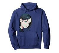 Ilustración Japonesa de la Muchacha del Anime del Pelo Verde Azulado Sudadera con Capucha