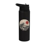 Ilustración japonesa Wave Sun | Arte inspirado en la gran ola Stainless Steel Insulated Water Bottle