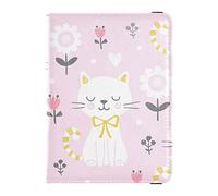 Ilustración lindo gato viaje pasaporte cartera con ranura para tarjeta de vacunación documentos de viaje organizador protector cuero pasaporte titular caso, Ilustración Gato Lindo, Talla única