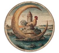 Ilustración Medieval: Luna Creciente y una Gallina Rompecabezas para Adultos || 1000pcs (67.5x67.5cm) Juegos EduGatoivos De Decoración del Hogar